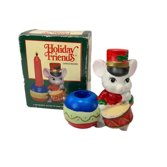 ✨Sold✨Vintage Holiday Friends Bisque Porcelain Candle Holders Set Of Two - Picture 2 of 16